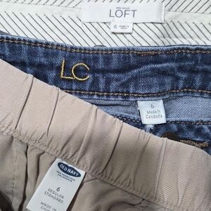 Old Navy Beige Pants and LOFT Denim Jeans